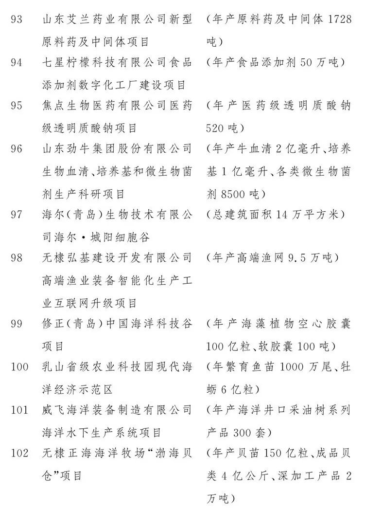 2020山东重大项目名单公布