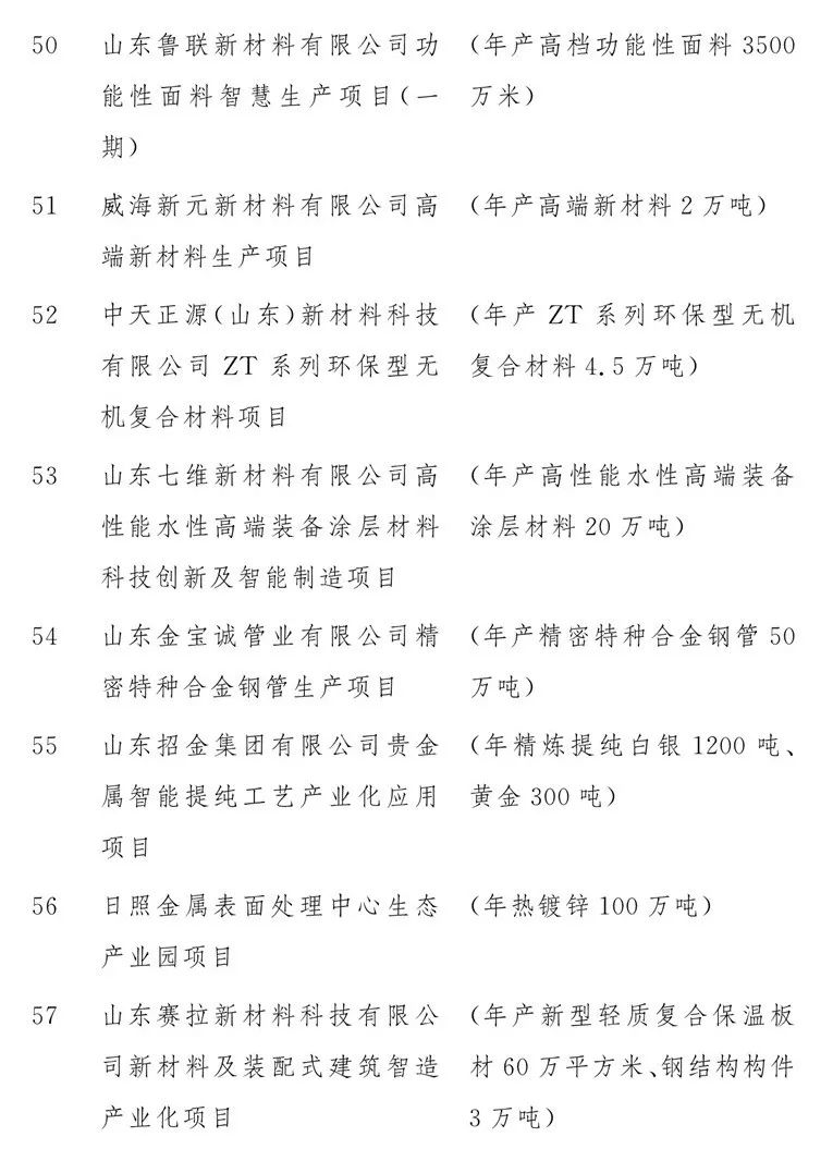 2020山东重大项目名单公布