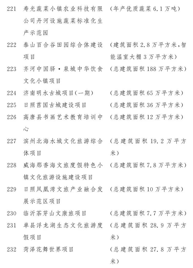 2020山东重大项目名单公布