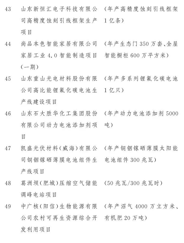 2020山东重大项目名单公布