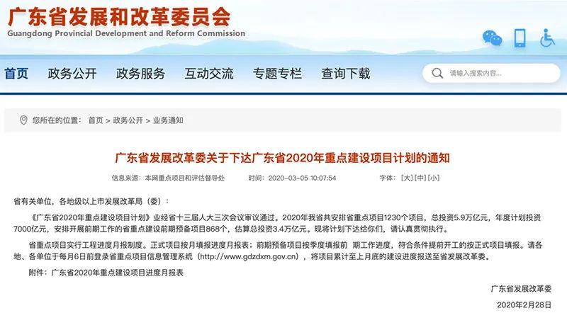 广东今年重点项目投资7000亿元 涉及大量上市公司