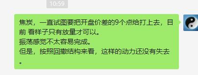 焦炭：精准完成开盘价差的触及