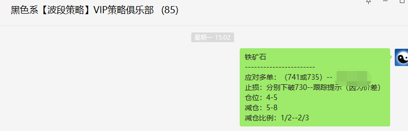 铁矿石：精准VIP策略（短线多单）利润突破60点
