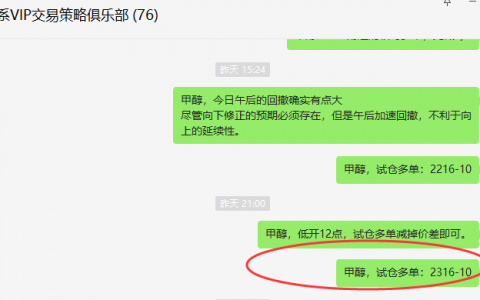 甲醇：7月20日，VIP精准多单盘中突破120点利润
