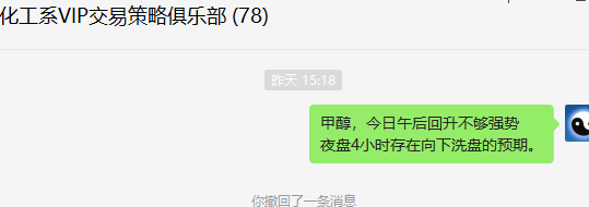 甲醇：4小时精准进入向下洗盘