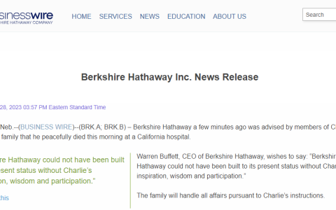 “巴菲特搭档”查理·芒格离世 享年99岁