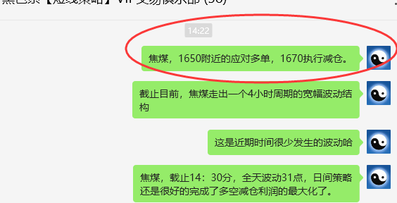5月15日，焦煤：VIP精准策略（日间）多空减平40点