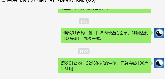 9月3日，螺纹钢：VIP精准策略（短空）完成180点跟踪空间