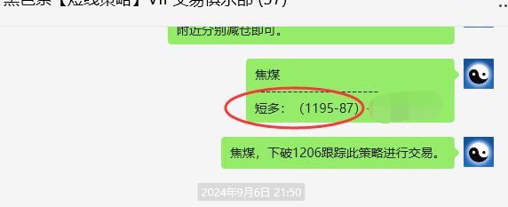 9月9日，焦煤：VIP精准交易策略（日间）多空减平75点