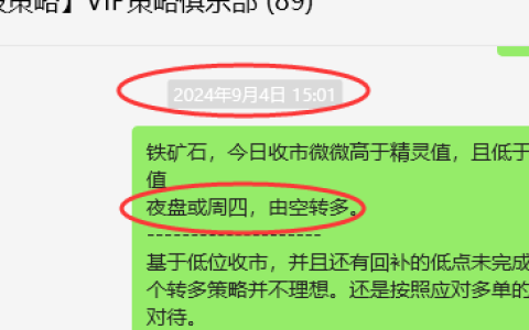9月13日，铁矿石：精准VIP策略（短多）44点完成短线减仓目标