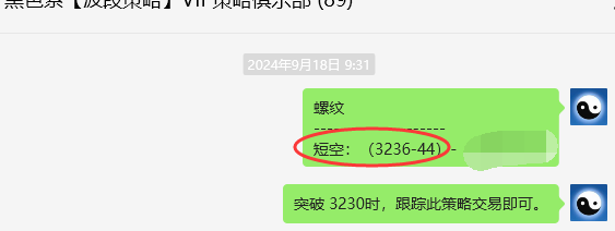 9月23日，螺纹钢：VIP精准策略（短空）跟踪完成150点