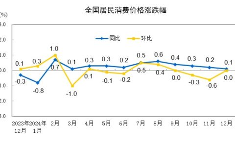 2024年12月份居民消费价格同比上涨0.1%