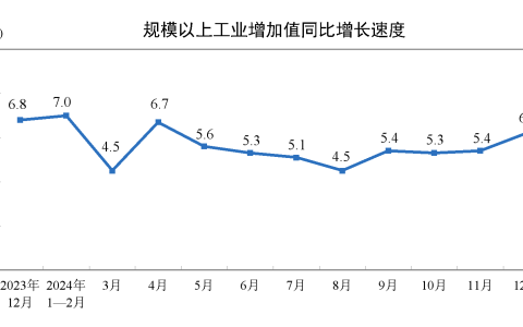 2024年12月份规模以上工业增加值增长6.2%