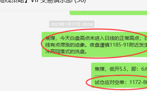 1月20日，焦煤：VIP精准策略（日间）多空减平42+12点