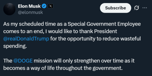 马斯克官宣即将离开特朗普政府