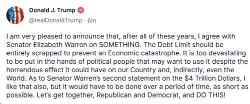 特朗普敦促国会山取消债务上限制度