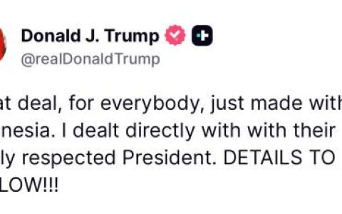 特朗普：与印尼达成对各方都好的协议