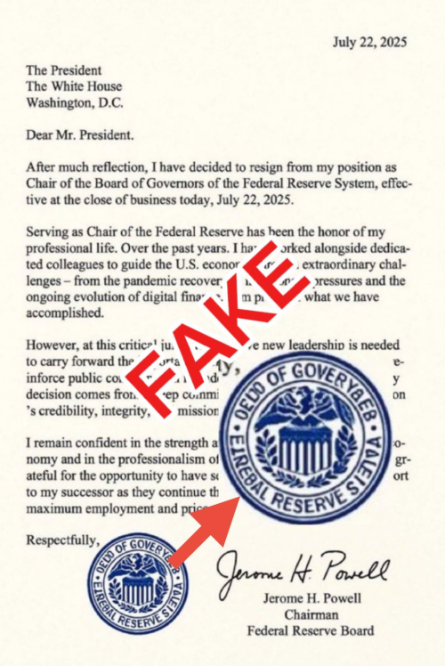 疑似伪造的鲍威尔辞职信在社交媒体传播