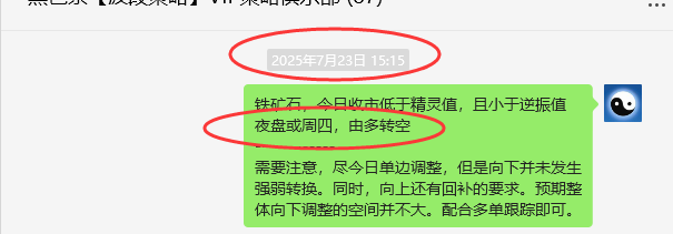 7月28日，铁矿石：VIP精准策略（短空）跟踪利润完成近50点