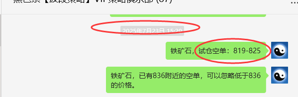 7月28日，铁矿石：VIP精准策略（短空）跟踪利润完成近50点