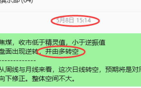 5月19日，焦煤：VIP精准策略（短空）跟踪目标100点